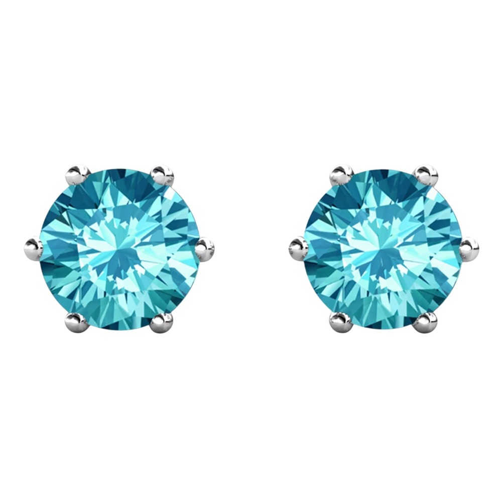 March Aquamarine Stud Earrings‎ Made with Swarovski Crystal Sterling Overlay